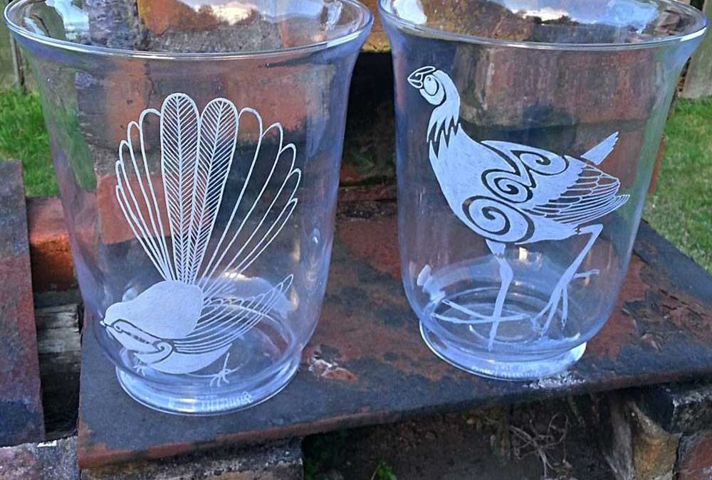 Glass Etched Hurricane Lamps