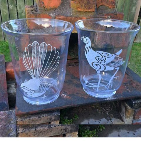 Glass Etched Hurricane Lamps